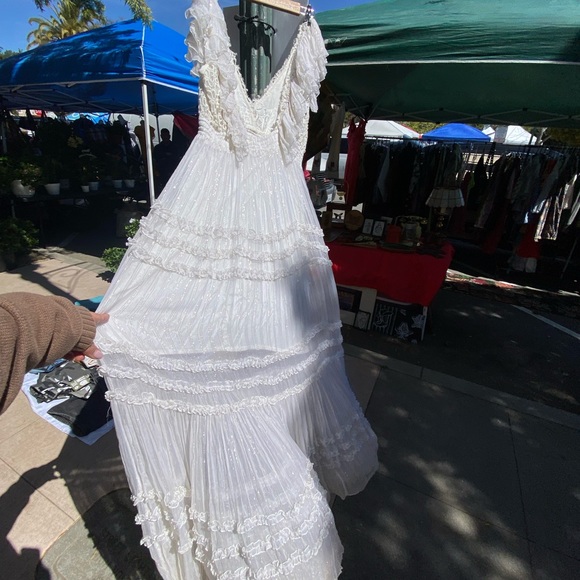 Free people BHDLN gauze white maxi backless crochet dress 7o’s style - Picture 6 of 6